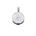 Retro stainless steel letter A pendant with white faux shell inlay for DIY jewelry - Letter A / 22mm (1 Piece/Pack) / Steel