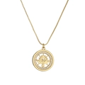 Gouden ketting met duif- en zonnestraalhanger bezet met heldere zirkonia steentjes - Duif Ronde Hanger