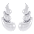 Orecchini a goccia stratificati in argento lucido con finitura metallica a specchio - Stile Fluido a Strati Argento (N-1137)