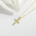 Collana con ciondolo a croce dorata con pietre verdi e icona di Gesù, stile vintage - Croce di Gesù con Zirconia Verde