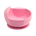 Pink food-grade silicone baby suction bowl with curved high-rim for training - Silicone Suction Bowl / Pink