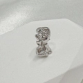 Macro shot of silver cartoon animal charm featuring high-polished finish and top loop - Style A (Elephant)
