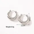 Polished silver hollow hoop earrings measuring 2.2cm x 2.3cm weighing 4.4g per pair - KC-E22 Silver Steel Hoop