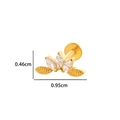 Gold F136 titanium labret earring with marquise cubic zirconia studs, 0.46x0.95cm size - 4# Gold (Crown Leaf)