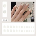 Minimalistische crèmewitte korte vierkante kunstnagels, 24-delige set met glanzende finish - Crème Vierkant (CF040)