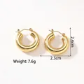 Poliert 18k vergoldete hohle Creolen mit Steckverschluss, Größe 2.4cm für Damen - KC-E01 Gold Chunky Tube