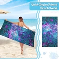 Close-up of blue and purple mandala pattern on quick-drying microfiber beach towel - 150*75cm-250g / Blue Purple Mandala Paisley