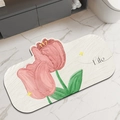 Absorbent floral bath mat with pink tulips and Life script on beige background - Tulip - Flower A / 30*40cm [standard Diatomaceous Earth Wall]
