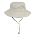 Kids breathable cotton sun hat in beige with adjustable chin strap for beach activities - Beige