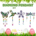 DIY diamond painting suncatcher kit with butterfly hummingbird and dragonfly pendants - DZ-14 Nature Combo (Butterfly/Hummingbird/Flower/Dragonfly)
