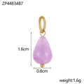 Purple natural stone teardrop pendant with gold ring, 1.6cm height with size markings - Violet