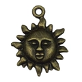 Ciondolo in metallo bronzo antico a forma di sole per creazione di gioielli fai da te - Sole Sorridente Vintage 19x23mm