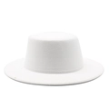 Classic white flat top felt boater hat for kids with minimalist vintage style - M (56-58cm) / White
