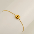 Adjustable 18K gold plated stainless steel chain bracelet with a chunky letter A pendant - Letter Q