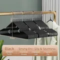 Set di 10 grucce nere spesse antiscivolo, larghezza 40,5 cm con design senza tracce - Nero (Standard 40g)