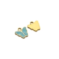 Blue enamel butterfly pendant with gold plating shown in front and back view - Butterfly / Blue