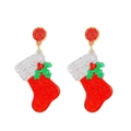 Funkelnde Weihnachtsstrumpf-Ohrstecker in Rot und Grün mit festlichem Glitzer-Finish - Glitzer Weihnachtsstrumpf Ohrstecker