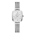 Elegante orologio quadrato da donna argento con quadrante in madreperla bianca e diamanti - Cassa Argento Quadrante Bianco