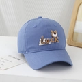 Detail of light blue cotton baseball cap with 3D cartoon bear and LUCK embroidery - 54cm (3-8 Years) / Blue