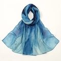 Ethnic blue gradient digital print chiffon scarf with lightweight flowing texture - YW342-1#