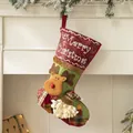 Christmas stocking with Santa and reindeer applique for holiday mantle decoration - Red & Green Reindeer Santa (AGWZ14-5)
