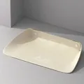 Waterproof beige silicone pet food mat with snap buttons for tray folding feature - Almond Beige