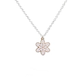 Silver beaded necklace with white and gold snowflake pendant, vintage style layering piece - Golden Snowflake Style (NC23Y0515-3)