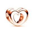 Sparkling hollow heart charm in rose gold finish with polished metallic luster - Rose Gold Hollow Heart Shape