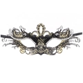 Close-up of black and gold Venetian masquerade mask with sparkling rhinestones - Gold