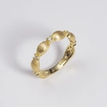 Luxurious S925 sterling silver golden grain ring with brushed texture and tiny diamonds - HK12 (RG231016002)