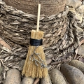 Mini wicca broom car charm with silver branch and crystal detail on natural background - Silver Branch