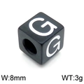 Black stainless steel cube bead with white letter G for DIY jewelry making 8mm - Letter G Black (KLJ1172-Z)