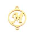 DIY stainless steel double-ring pendant featuring the letter M in a golden finish - Letter M(KLJ5128-Z)