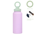 Purple matte stainless steel flask with a light green magnetic phone holder lid - 1 L / Light Green + Light Purple