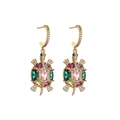 Exaggerated gold plated turtle drop earrings with colorful zircon stones and crystals - Turtle Design (CE0081CX)