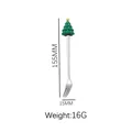 Christmas tree dessert fork in stainless steel with green decor, size 155mm by 15mm - Silver Fork - Christmas Tree 1
