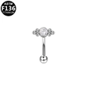 Piercing arcade en titane ASTM F136 avec zircon rond transparent en fini argent - Style Simple à Strass Unique (G23EYI088-S) / Argenté