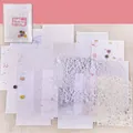 Retro Cloud Fluff DIY material kit featuring decorative paper, lace, and colorful buttons - Cloud Fluff