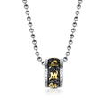 Pendentif cylindre lotus vintage en acier inoxydable avec mantras dorés sur chaîne à billes - Or Bicolore Avec Chaîne À Billes