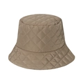 Minimalist khaki quilted bucket hat with classic lattice pattern for women in winter - 56cm-58cm / Khaki