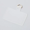 Close-up of transparent TPU phone lanyard patch with silver metal D-ring attachment - Silver Clasp / Clear