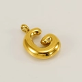 Polished golden bubble letter pendant made of stainless steel with a spiral curve design - Letter G