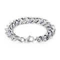 Elegantes silbernes Panzerarmband aus Edelstahl mit sicherem Karabinerverschluss - Glänzender Silber-Karabinerverschluss-Stil (KB127144-Z)