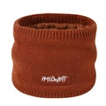 Winter thermal brown knit neck warmer with soft fleece lining and embroidery - 23*14*2cm / Caramel color