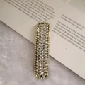 Fashionable rectangle barrette with sparkling white rhinestones and a gold metal border - Style 16 [White]
