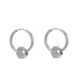 Orecchini a cerchio in acciaio inossidabile argento con ciondoli a sfera a rete - Orecchini a cerchio con perla zigrinata in acciaio inossidabile (ZR20240059)
