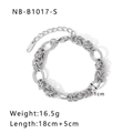 Bracciale a catena spessa in acciaio inossidabile argento con chiusura regolabile - Bracciale a Maglie Intrecciate (NB-B1017-S)