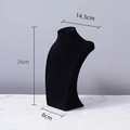 Black velvet mannequin bust for necklace display with dimensions 14.5x25cm - Black Velvet H-type 25cm High