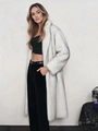 Elegant long faux fox fur coat for women with large lapel in white and light grey - XS / White Dyed Tipped