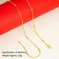 Gold plated bead necklace for women 0.20x45cm size 3.8g weight with S-clasp - Snake Chain with Spaced Beads